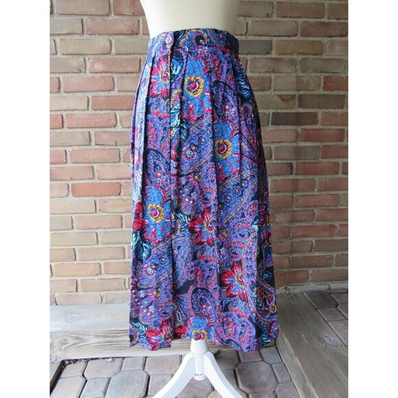 VTG Multicolor Lap Skirt Midi Size 9/10 High Waist Greenwich Square Retro Bright - Picture 16 of 16
